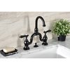 Kingston Brass Bridge Bathroom Faucet with Brass PopUp, Matte Black KS7990BAL